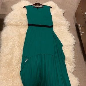 Hunter green Shirt dress with drop waist